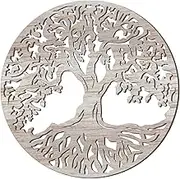 Tree of Life Wooden Wall Art Decor Wooden Wall Sculpture 11.8 Inch Tree of Life Wood Hollowed Out Hanging Sign for Farmhouse Home Hanging Decoration Supplies(White)