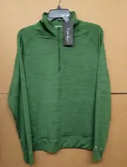 Walter Hagen Small Striped Lightweight 1/4 Zip Pine Green Long Sleeve