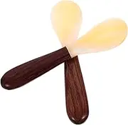 Cabilock 2Pcs Creative Wood Handle Shell Spoon Natural Shell Spoons for Iced Tea Cake Dessert Tableware for Home Coffee Shops Milk Tea Bars