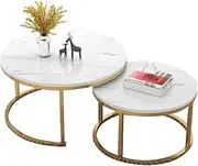 MTSDM Round Nesting Coffee Table, Simple Round Coffee Table, Round Coffee Table Nesting Tables Set of 2, Modern Design Coffee Tables, Stacking Side Tables for Living Room Bedroom Balcony Yard