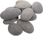 TEHAUX 20pcs Smooth Painting Stones - Natural Grey Pebbles for DIY Crafts, Kids Art Projects, Home Decor, 3-5cm, Polished Surface