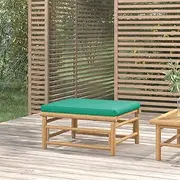 Garden Sofa Unit Garden Footstool with Green Cushion Bamboo