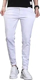 [Qolkmuiy-GJ] Men's Regular Slim Fit Pencil Pants Comfort Flex Waist Casual Trousers Skinny Stretch Fashion Jeans