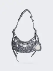 Balenciaga LE CAGOLE XS Metallic Leopard Stud Shoulder Crossbody Mini Bag $2750