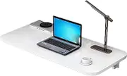 Floating Wall Mounted Folding Laptop Desk with Drop Leaf Table Space Saving Writing Computer Dining Table Includes Brackets (White 60 * 40cm/24 * 16in)