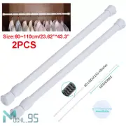 2 Pcs Spring Tension Curtain Rods Adjustable 23 to 43 Inches Closet Window Rods