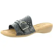 Minnetonka Womens Glynis Navy Slide Sandals Shoes 10 Narrow (AA,N) BHFO 7463