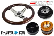 NRG 330 BR Wood CH Spoke Steering Wheel 1.5" DP/130 Hub/2.0 RG Release/Lock Matt (for: Honda)