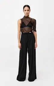 [St. Agni] Paperbag-Waist Stretch-Wool Wide-Leg Pants