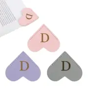Initial D Corner Bookmarks, 3Pcs Heart Shape Leather Book Marks Markers