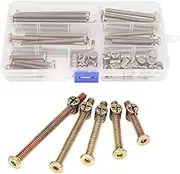 50pcs 1/4-20" Baby Bed Hardware Replacement Kit, Zinc Plated Hex Socket Cap Drive Screws Barrel Nuts Assortment Kit for Cot Chairs Furniture