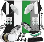 YISITONG Studio Lighting Kit Adjustable 2Mx3M Background Support System 3 Color Backdrop Fabric Photo Studio 4x135W Continuous Softbox Umbrella Sets Light Stand with Portable Bag