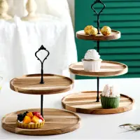 在飛比找momo購物網優惠-【May shop】戶外派對水果盤創意三層木製三層點心盤
