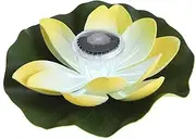 Solar Powered LED Light Floating Lotus Flower Lamp Waterproof for Pool Pond Garden Outdoor Night Light (Yellow)