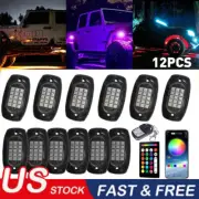 12x RGB LED Pods Rock Light Kit Underbody Glow Neon Lamp Bluetooth Music Control
