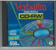 VERBATIM CD-RW 650MB 2X/4X Compact Disc Rewritable NEW