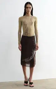 [16Arlington] Darwin Embellished Mesh Top