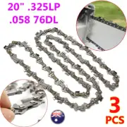 3x 20" Chainsaw Chain .325 058 76DL for Baumr-Ag MTM YUKON BAUS Giantz 62cc Bar