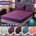 100% Egyptian Cotton Flat Fitted Sheet Set 2200 TC Single/Double/Queen/King Soft