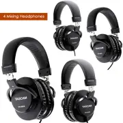 4x TASCAM TH-MX2 Close Back Recording Mixing Home Studio Headphones- Black