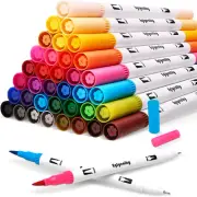 Colored Markers for Adult Coloring Book, Felt Tip Marker, Dual Tip Brush Pens wi