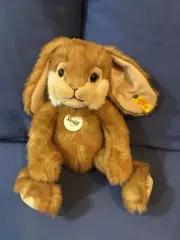 Steiff Bommel Schlenker Dangling Rabbit Bunny 067471 Brown Caramel Plush 12”