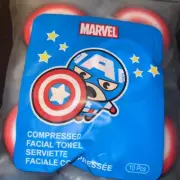 New/Sealed 10-Pack Marvel CAPTAIN AMERICA Shield Compressed Magic Facial Towels