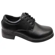 Grosby Girls Ellery Leather Lace Up Black School Shoes