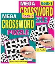 Sixstore A5 Mega Crossword Books Set of 2, Cross Word Brain Teaser Puzzle Travel Book