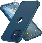 ORETech Designed for iPhone 12 Case and iPhone 12 Pro Case [with 2 x Tempered Glass Screen Protector] [Shockproof Protective] Soft TPU Silicone Phone Case for iPhone 12/12 Pro Case-6.1''Blue