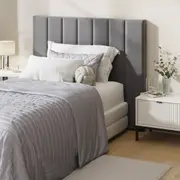 Oikiture Bed Frame Headboard King Single Size Head Bedhead Grey Velvet