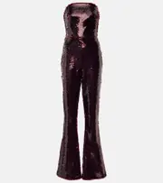 [Safiyaa] Safiyaa Myrine sequined strapless jumpsuit AU 20 red