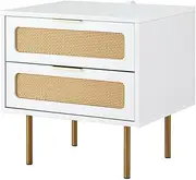 [Artiss] Bedside Table Rattan Bed Side Tables Storage Small Narrow Desk 2 Drawer Bedroom Living Room Home Furniture Nightstand Cabinet