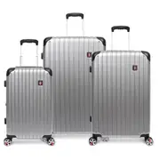 3pc Swisstech Exhibition 22/26/30" Suitcase Luggage w/Wheels TSA Lock Silver