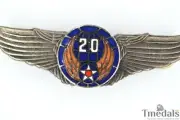 WWII WW2 U.S. ARMY 20th AIR FORCE WINGS BADGE PIN Medal TOP ENAMEL RARE