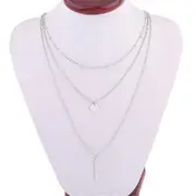Fashion Women 3 Layer Bar Necklace Party Jewelry Gift Silver