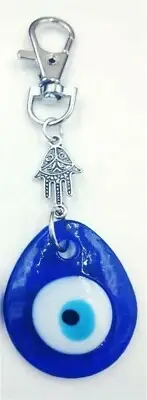 Hamsa Hand Keychain good luck charm, Kabbalah & Glass Evil Eye For Keys Car Bag