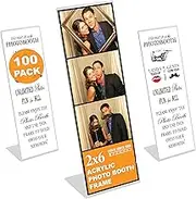 100 Slanted Acrylic Photo Booth Frames with White Step Up Inserts for 2x6 Photo Strips