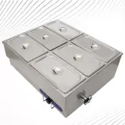 6 Pans Electric Food Warmer Countertop Steamer 1/3 Size with Lid Buffet Dinner