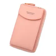 New Women Purses Solid Color Pu Leather Shoulder Strap Bag Mobile Phone Bag Big Card Holders Wallet Handbag Pockets for Girls