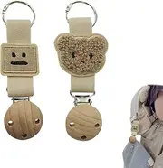 [SAMIQU] 2 PCS Hat Clip for Travel –Hands-Free Hat Holder,Adorable Bear & Smiley Face Designed,Protect Sunhat from Falling, Perfect for Outdoor Vacations and Cruises Brown