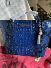 Brahmin Medium Asher BlueViper Ombre Melbourne Leather Shoulder Bag/Tote /$345