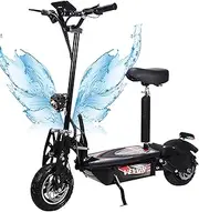 Foldable Electric Scooter with Seat，48V-12.4Ah High-Capacity Battery，2000W Extreme Off Road，Max 70km/h，Up to 50km Long Range,10" Off-Road Tires, IPX5 Waterproof，LED Lights