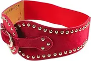 [TOGEVAL] Rivets Wide Elastic Belt for Women Decorative Waistband for Dresses Skirts Stylish Imitation Design Comfortable Ages