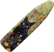 GLENLCWE Black Cat Floral Ironing Board Cover Standard Sizes 15x54 Inch,Cute Cat Print Iron Board Cover Replacement Protector with Elastic Edge and Hook and Loop