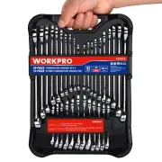 WORKPRO 32-Pc SAE & Metric Wrench Set – Standard & Stubby w/ Organizer