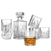 Whiskey Decanter Set for Men - Crystal Liquor Decanter with 6 Whiskey Glasses...