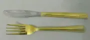GOLDEN ASTON BY GIBSON STAINLESS GOLD ELECTROPLATED FLATWARE NEW KNIVES & FORKS