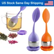 2PCS Silicone Tea Strainer Herbal Spice Tea Infuser Filter Stainless Diffuser