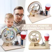 DIY Wooden Hand Cranked Generator Toy Kids Physical Experiment Science Kits Q4O3